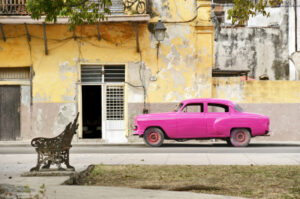 Pink car in Havana Homeopathy is used to prevent epidemics in Cuba